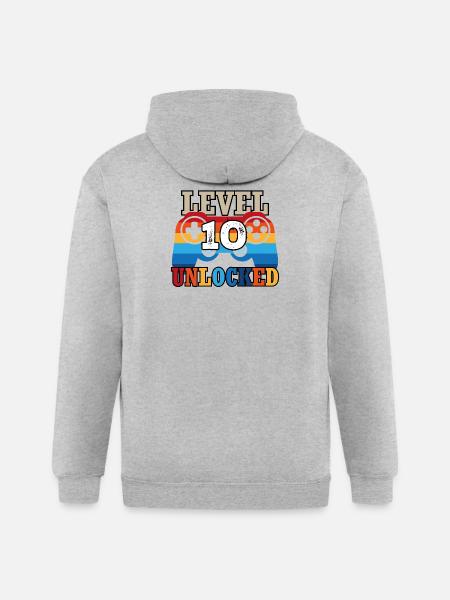 Level 10 Unlocked - Gildan Heavy Blend Adult Zip Hoodie - heather gray