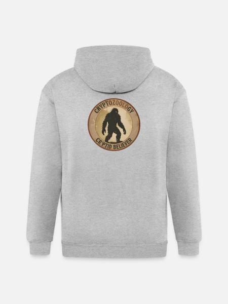 Cryptid Believer Sasquatch Coin - Gildan Heavy Blend Adult Zip Hoodie - heather gray