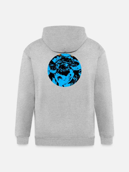 Blue Echo Faces - Gildan Heavy Blend Adult Zip Hoodie - heather gray