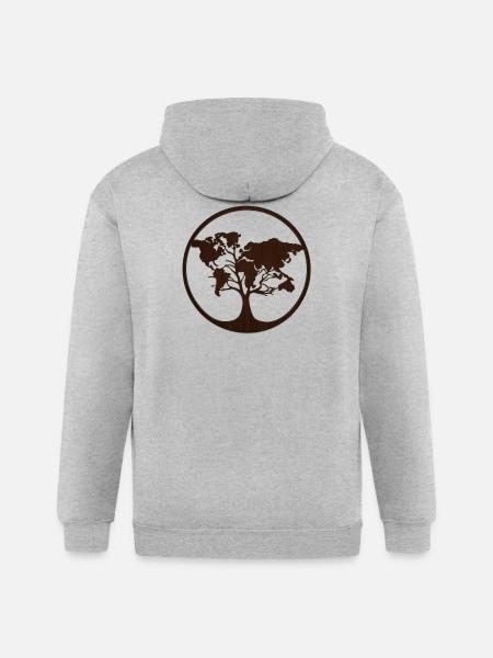 Circle Tree world map - Gildan Heavy Blend Adult Zip Hoodie - heather gray