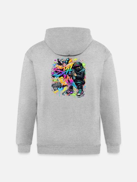 Graffiti Kid Spray Art Burst - Gildan Heavy Blend Adult Zip Hoodie - heather gray