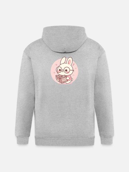 Overthinking Queen Bunny Reading - Gildan Heavy Blend Adult Zip Hoodie - heather gray