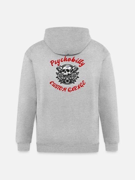 PsychoBilly Custom Garage - Gildan Heavy Blend Adult Zip Hoodie - heather gray