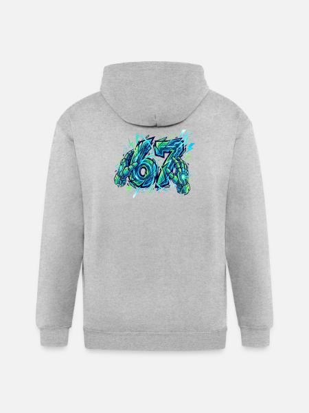 Neon Circuit Vortex Hands - Gildan Heavy Blend Adult Zip Hoodie - heather gray
