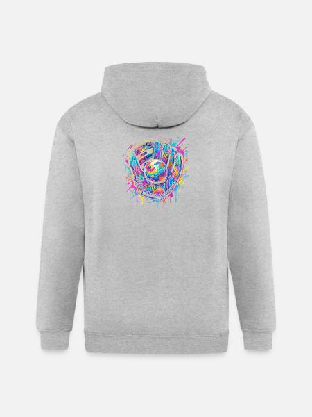 Neon Splash Baseball Glove Burst - Gildan Heavy Blend Adult Zip Hoodie - heather gray