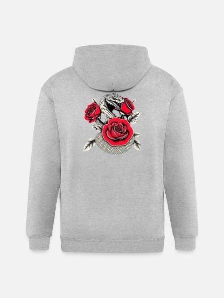Serpent & Rose Noir - Gildan Heavy Blend Adult Zip Hoodie - heather gray