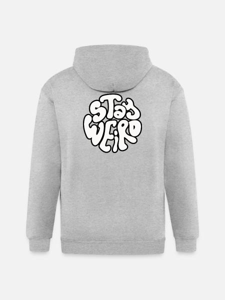 Stay Weird Retro Circle Text - Gildan Heavy Blend Adult Zip Hoodie - heather gray