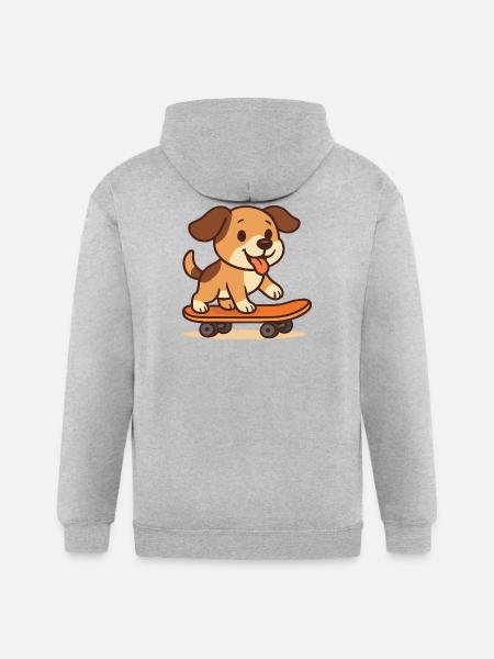 Dog roller skating - Gildan Heavy Blend Adult Zip Hoodie - heather gray