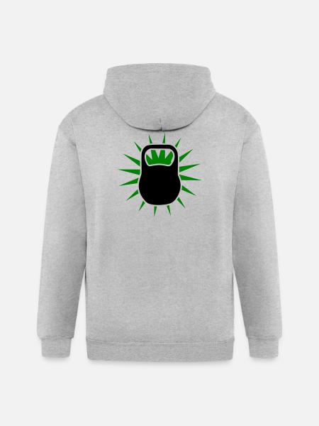 Green Sunburst Kettlebell Emblem - Gildan Heavy Blend Adult Zip Hoodie - heather gray