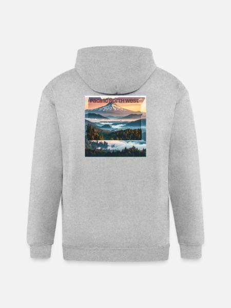 Pacific northwest - Gildan Heavy Blend Adult Zip Hoodie - heather gray