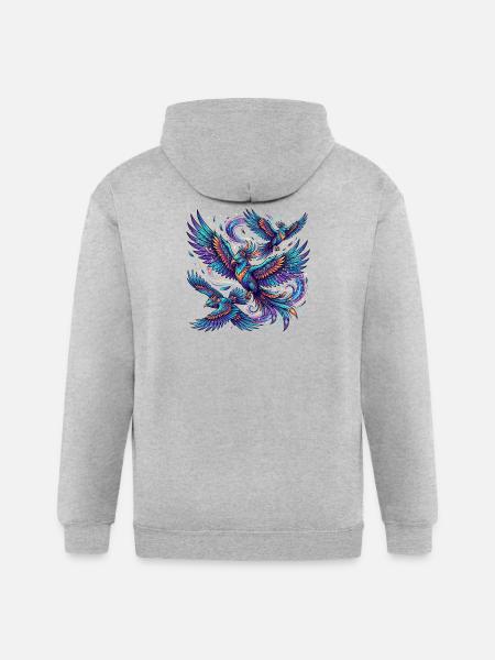 Fantastical birds in flight - Gildan Heavy Blend Adult Zip Hoodie - heather gray