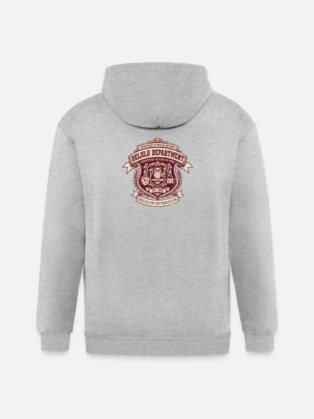 Delulu Department Crest - Gildan Heavy Blend Adult Zip Hoodie - heather gray