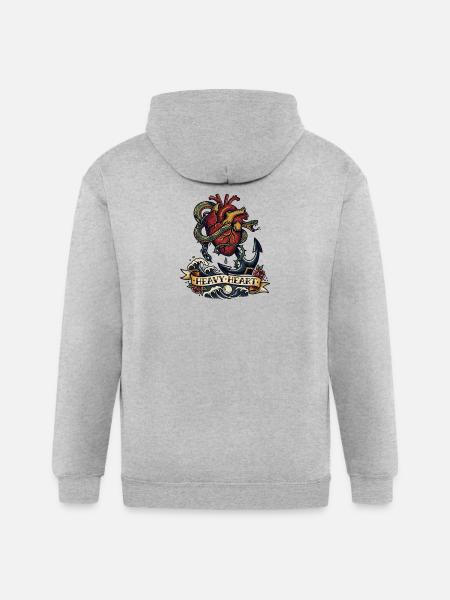 Heavy Heart Traditional Tattoo - Gildan Heavy Blend Adult Zip Hoodie - heather gray