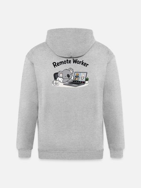 Remote Worker - Gildan Heavy Blend Adult Zip Hoodie - heather gray