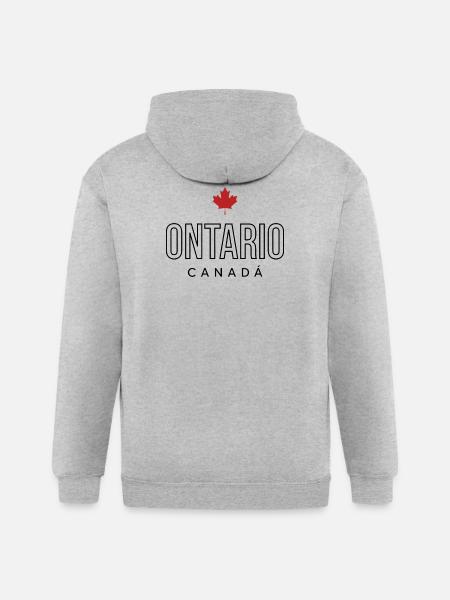Maple Leaf Emblem on Bold Text - Gildan Heavy Blend Adult Zip Hoodie - heather gray