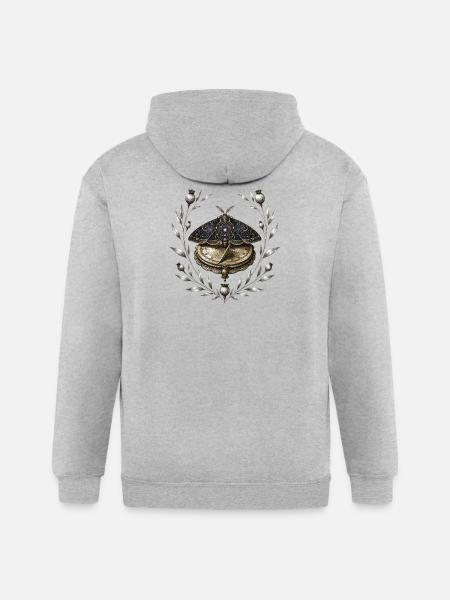 Celestial Moth Clockwork - Gildan Heavy Blend Adult Zip Hoodie - heather gray