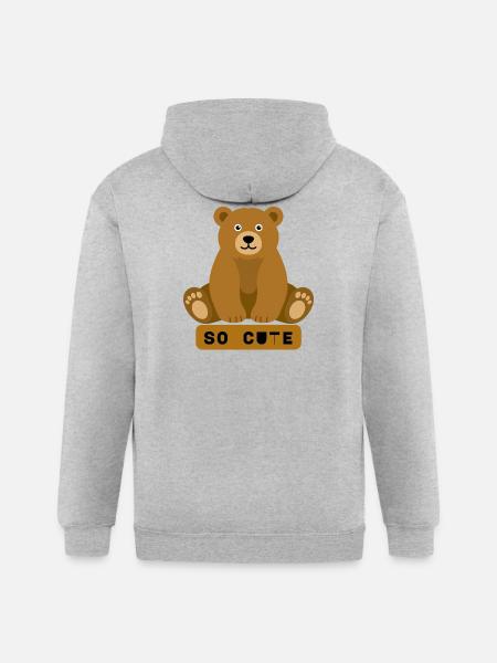 So Cute Bear Illustration - Gildan Heavy Blend Adult Zip Hoodie - heather gray