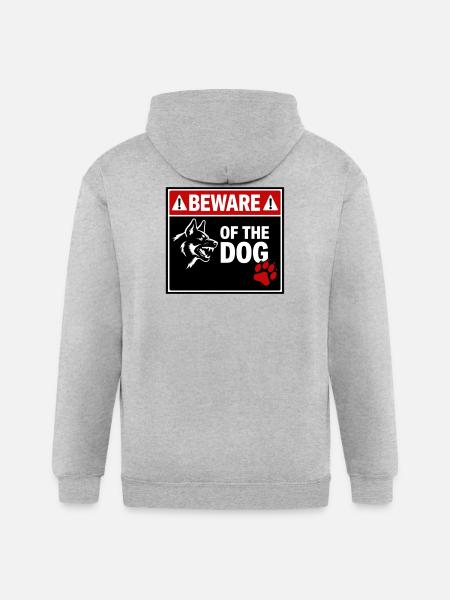 BEWARE OF THE DOG - Gildan Heavy Blend Adult Zip Hoodie - heather gray