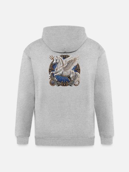 Pegasus Divine Steed - Gildan Heavy Blend Adult Zip Hoodie - heather gray