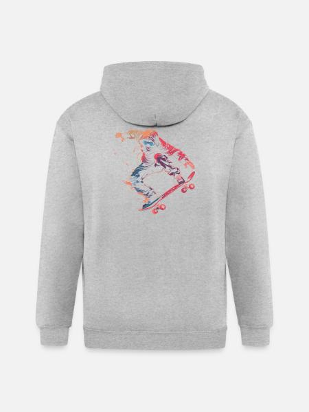 Skateboarder Comic Style - Gildan Heavy Blend Adult Zip Hoodie - heather gray