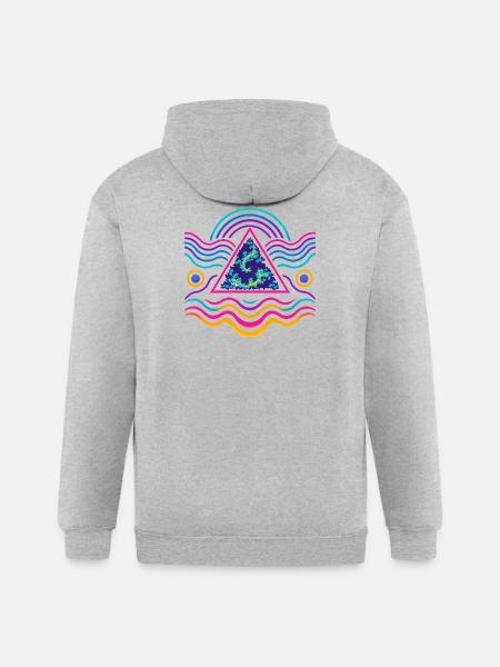 Neon Triangle Fractal Wave - Gildan Heavy Blend Adult Zip Hoodie - heather gray