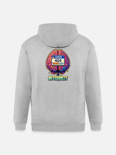 Retro Brain 404 Internet - Gildan Heavy Blend Adult Zip Hoodie - heather gray
