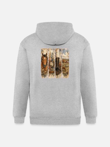 Rustic Western Florals Quartet - Gildan Heavy Blend Adult Zip Hoodie - heather gray