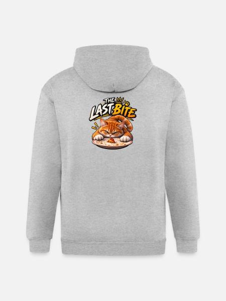 The Last Bite Cat Pizza - Gildan Heavy Blend Adult Zip Hoodie - heather gray