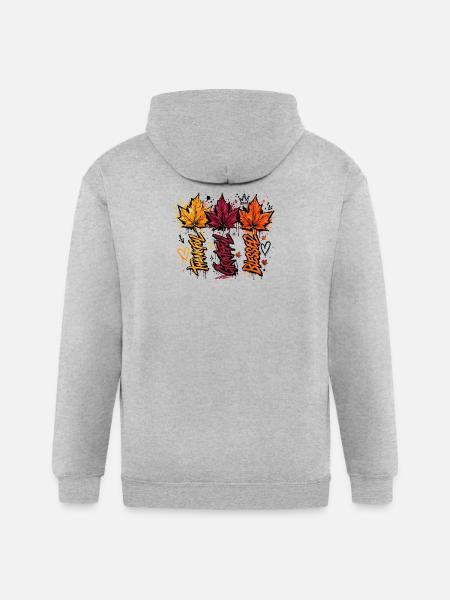 Autumn Graffiti Leaves - Gildan Heavy Blend Adult Zip Hoodie - heather gray