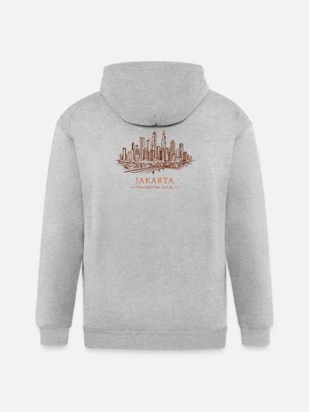 Jakarta Pulse City Skyline - Gildan Heavy Blend Adult Zip Hoodie - heather gray