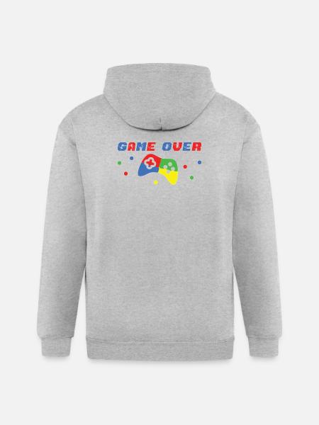 GAME_OVER - Gildan Heavy Blend Adult Zip Hoodie - heather gray