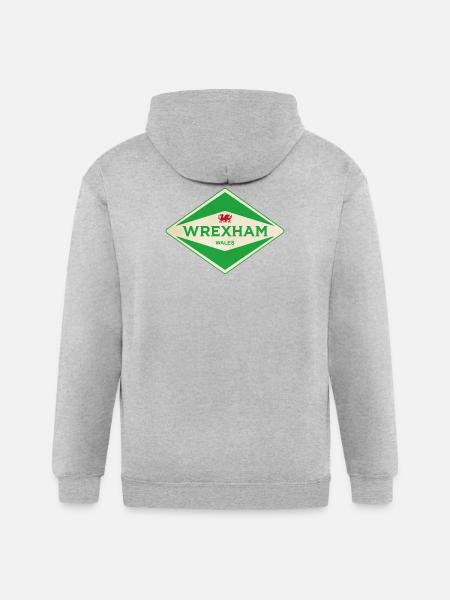 Wrexham Green Diamond Logo - Gildan Heavy Blend Adult Zip Hoodie - heather gray
