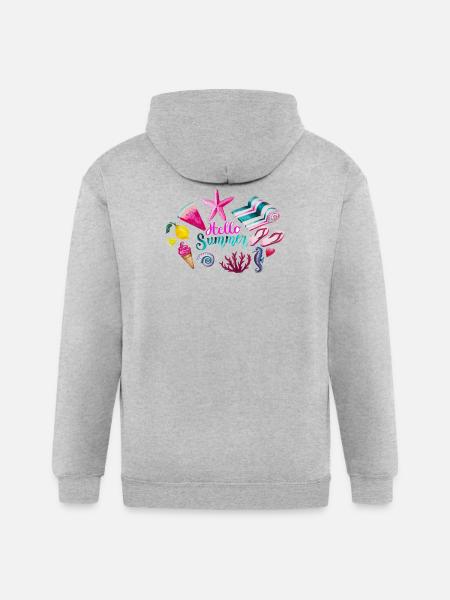 Vibrant Summer Beach Pattern - Gildan Heavy Blend Adult Zip Hoodie - heather gray