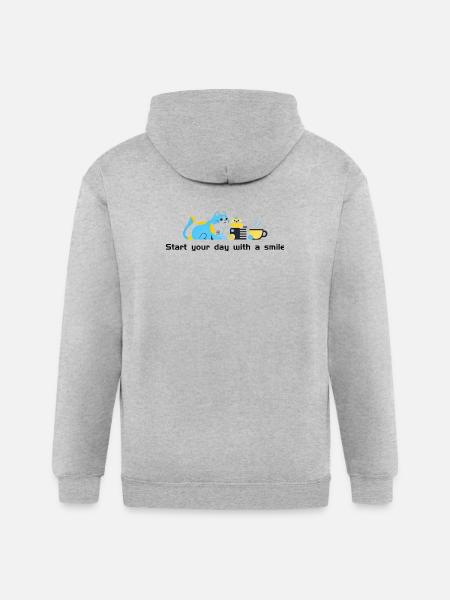 Blue Cat Café Morning - Gildan Heavy Blend Adult Zip Hoodie - heather gray