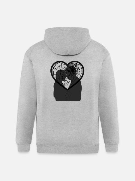 Cracked Heart  - Gildan Heavy Blend Adult Zip Hoodie - heather gray