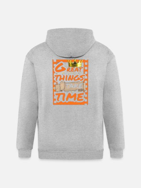 Great Things Take Time Motif - Gildan Heavy Blend Adult Zip Hoodie - heather gray