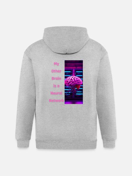 My Other Brain is a Neural network - Gildan Heavy Blend Adult Zip Hoodie - heather gray - Back