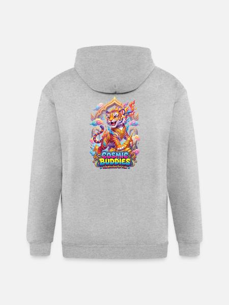 PyroTiger: The Golden Temple Guardian - Gildan Heavy Blend Adult Zip Hoodie - heather gray