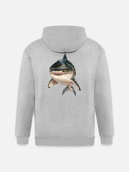 Tiger Shark - Gildan Heavy Blend Adult Zip Hoodie - heather gray