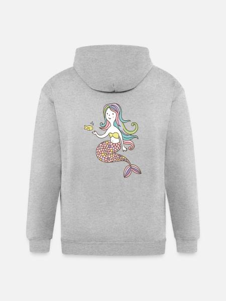 Mermaid - Gildan Heavy Blend Adult Zip Hoodie - heather gray - Back