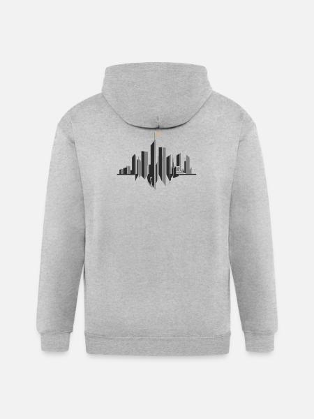 Monochrome Skyline Flag - Gildan Heavy Blend Adult Zip Hoodie - heather gray