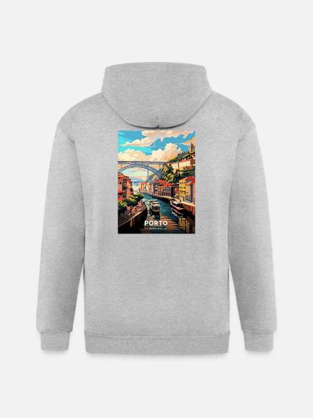 Porto Portugal Travel - Gildan Heavy Blend Adult Zip Hoodie - heather gray
