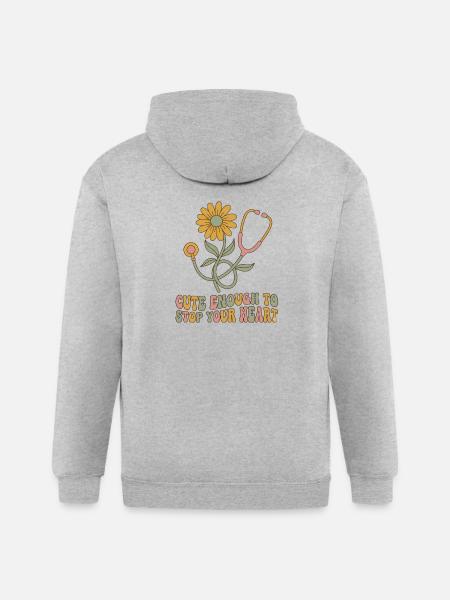 Blooming Heartbeat Stethoscope - Gildan Heavy Blend Adult Zip Hoodie - heather gray