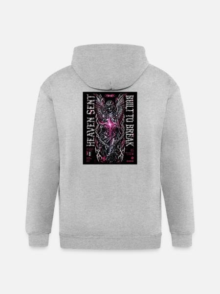 Heaven Bleed Neon Angel Wings - Gildan Heavy Blend Adult Zip Hoodie - heather gray