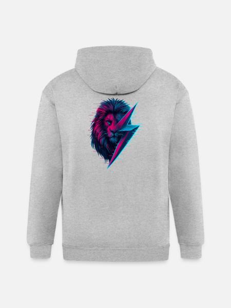 Glitched lion thunderbolt mix - Gildan Heavy Blend Adult Zip Hoodie - heather gray