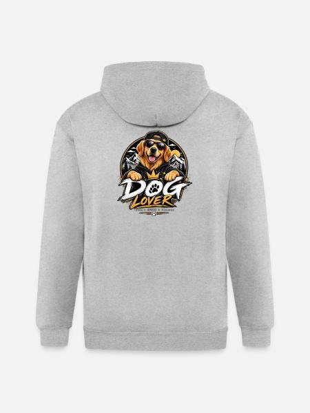 Royal Dog Love Graphic - Gildan Heavy Blend Adult Zip Hoodie - heather gray