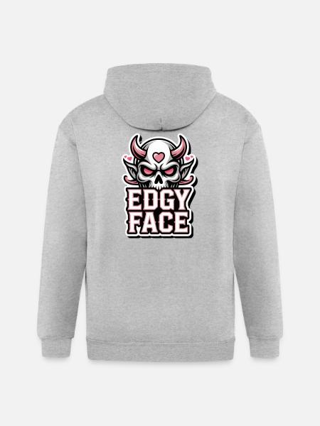 Edgy Face Skull - Gildan Heavy Blend Adult Zip Hoodie - heather gray
