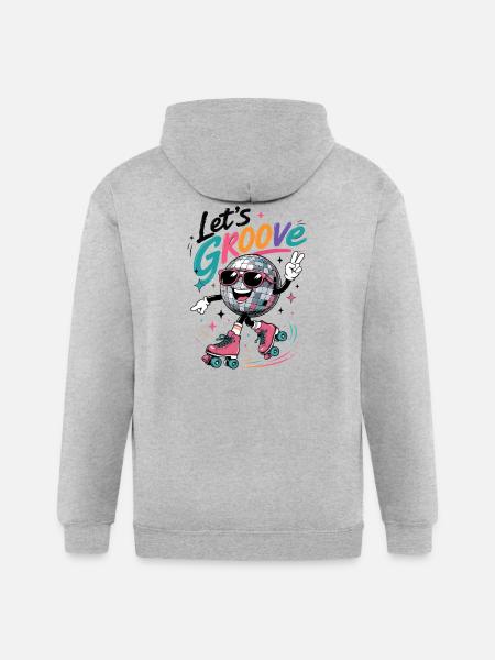 "Let's Groove" Retro Roller-Skating Disco - Gildan Heavy Blend Adult Zip Hoodie - heather gray