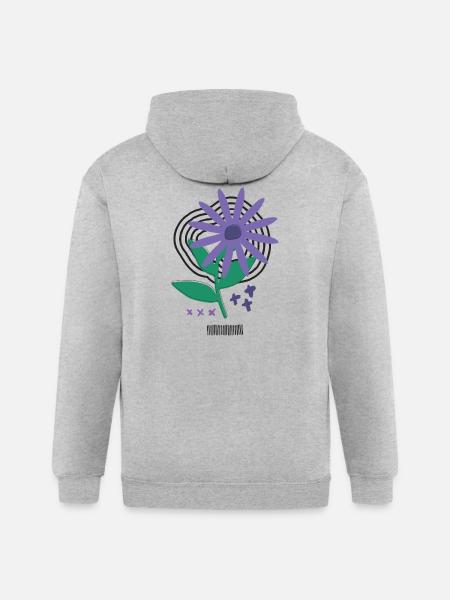 Bloom Code – Risograph Flower Art - Gildan Heavy Blend Adult Zip Hoodie - heather gray