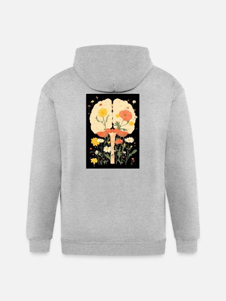Blooming Mind - Gildan Heavy Blend Adult Zip Hoodie - heather gray